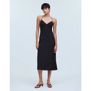 Madewell The Layton Midi Slip Dress – Black – 14 – NWT – NK419
